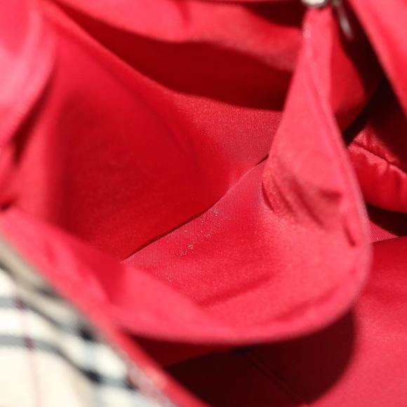 BURBERRY Nova Check Blue Label Tote Bag Nylon Beige Red Auth 49770 - Picture 12 of 16